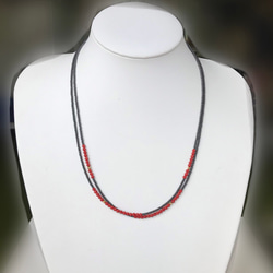 赤珊瑚・K18入りオリジナルデザイン2連ネックレス（留め金K18）R30410 4枚目の画像