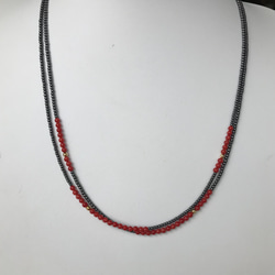 赤珊瑚・K18入りオリジナルデザイン2連ネックレス（留め金K18）R30410 5枚目の画像