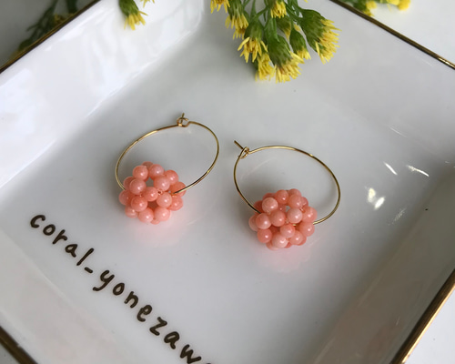 コーラル ペイズリーフープ ピアス ハワイ BellaAnela #531 コーラル ペイズリーフープ ピアス ハワイ BellaAnela #531