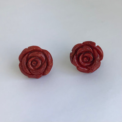 イソバナサンゴのイヤリング＊大きな薔薇のお花　R31127 7枚目の画像