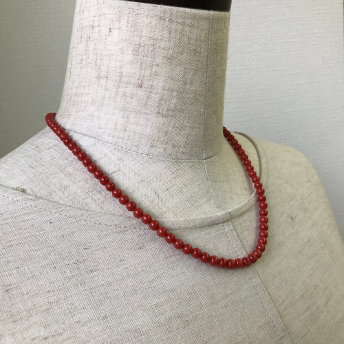 深海からの贈り物・赤珊瑚ネックレス（約5mm玉・約47cm） R31211 