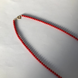 お色の綺麗な赤珊瑚小玉ネックレス（約3、5mm・約43cm）留め金K18 R31211 8枚目の画像