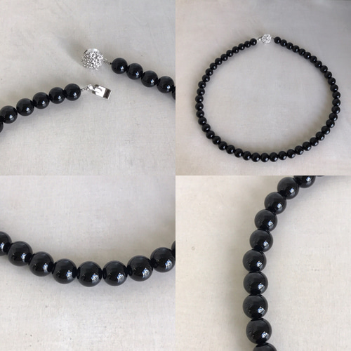 ★限定目玉品★格安お買得ブレス【最高級5A✳︎ブラックオニキス14mm】❤️ 念珠紳士用 ブラックオニキス 大丸 片手 焦茶正絹房2.5寸共