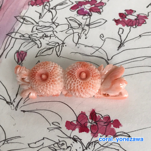 珊瑚彫刻ブローチの逸品をアウトレットSALE☆【玉菊】 5枚目の画像