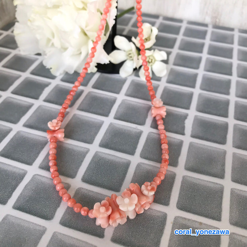 価格変更】ピンク珊瑚 ネックレス サンゴ ゴールド色留め具
