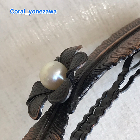 ¥1.000均一SALE 本真珠付きバレッタ 7枚目の画像