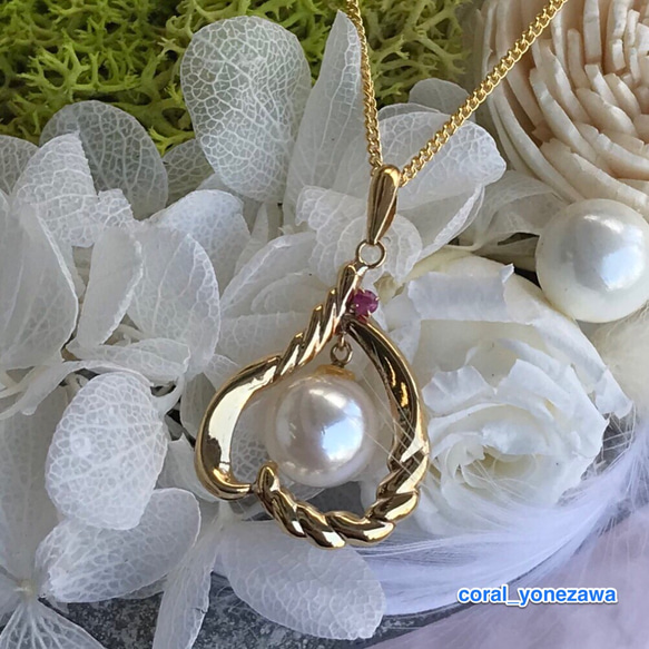 K18ペンダントトップ（真珠　ルビー) K18ペンダントトップ（真珠 ルビー) K18ペンダントトップ（真珠 ルビー