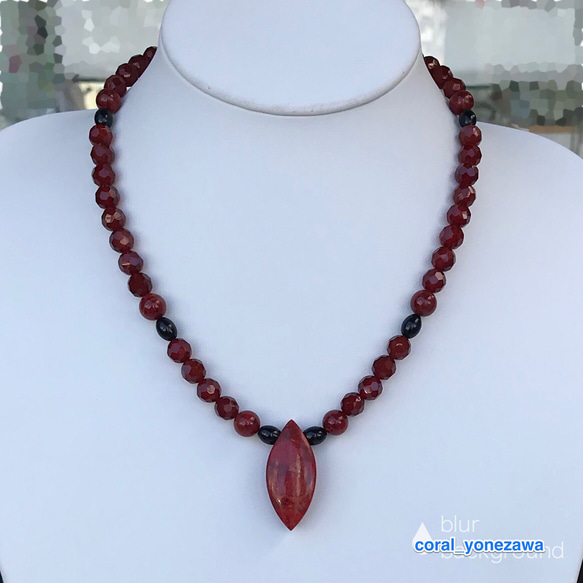 令和元年7月のお得♡（30）オリジナルネックレス・季節を問わずお着け頂けます！黒珊瑚・イソバナサンゴ・赤メノウ・SV 6枚目の画像