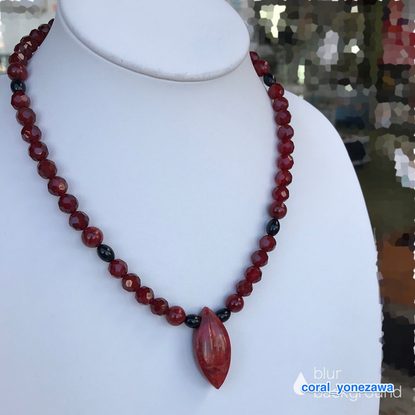 令和元年7月のお得♡（30）オリジナルネックレス・季節を問わずお着け頂けます！黒珊瑚・イソバナサンゴ・赤メノウ・SV 7枚目の画像