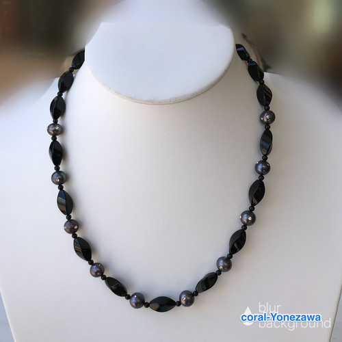 珊瑚 ネックレス とペンダントベッド 黒真珠 珊瑚 チェーン