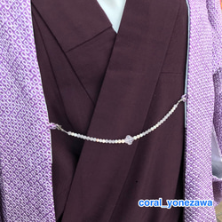 ローズクォーツのお花が可愛い羽織紐＊ピンク珊瑚入り 3枚目の画像