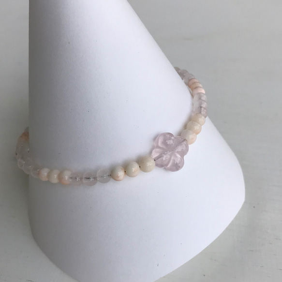 ローズクォーツのお花が可愛い羽織紐＊ピンク珊瑚入り 4枚目の画像