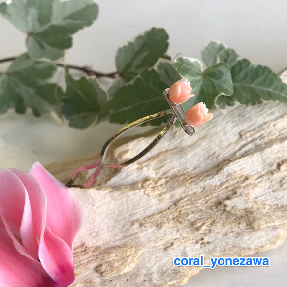 アウトレット＊珊瑚花かんざし・ピンク珊瑚 1枚目の画像