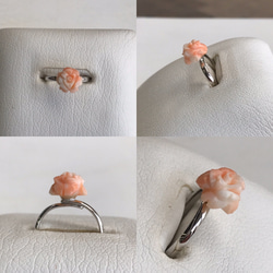 ミニ薔薇の指輪・珊瑚・フリーサイズ 6枚目の画像
