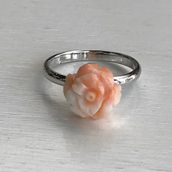 ミニ薔薇の指輪・珊瑚・フリーサイズ 7枚目の画像