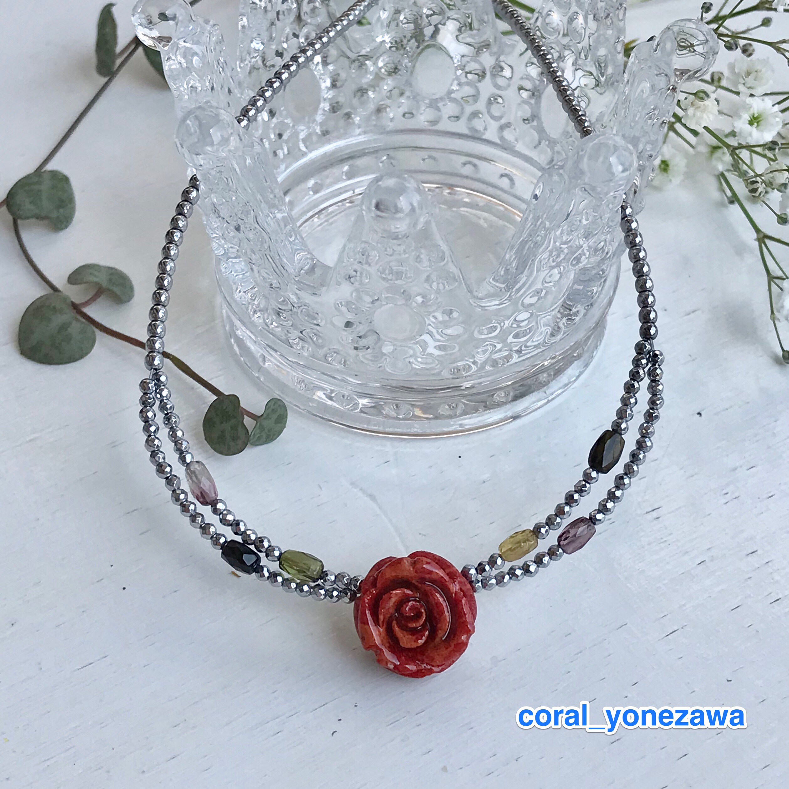 〈akiko〉2020新作『バラのプリンセス』イソバナサンゴ・トルマリン