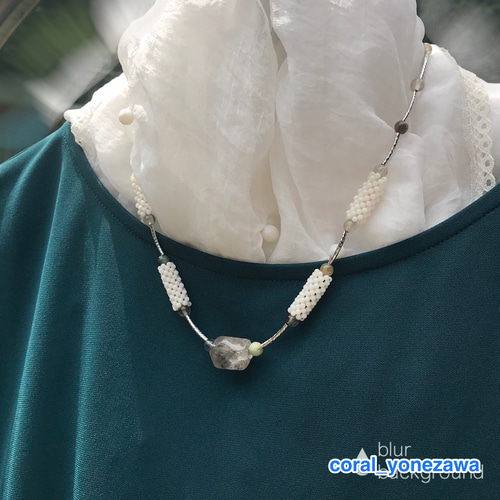 アウトレットSALE＊白珊瑚筒編み・SV・ルチルクォーツでオリジナル  