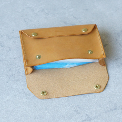 卓上本革ポケットティッシュケース【イエローキャメル】（ティッシュ2