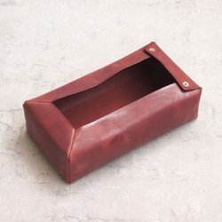ふんわり柔らか革の箱ティッシュカバー（ボルドー） 5枚目の画像