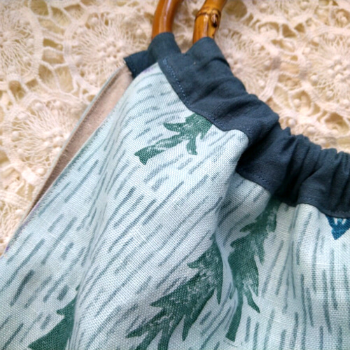 バンブー持ち手のバッグ＊mina perhonenのファブリックを使って＊one  