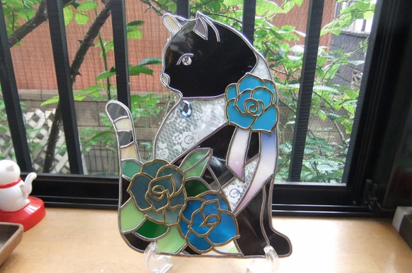 グラスアート黒猫 その他アート anzu 通販 483724｜Creema(クリーマ)