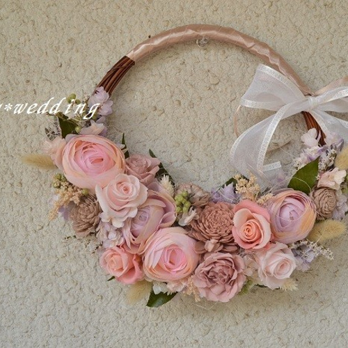 オールドローズのリースブーケ＊ブートニア＊ヘッドパーツ3点 ブーケ  