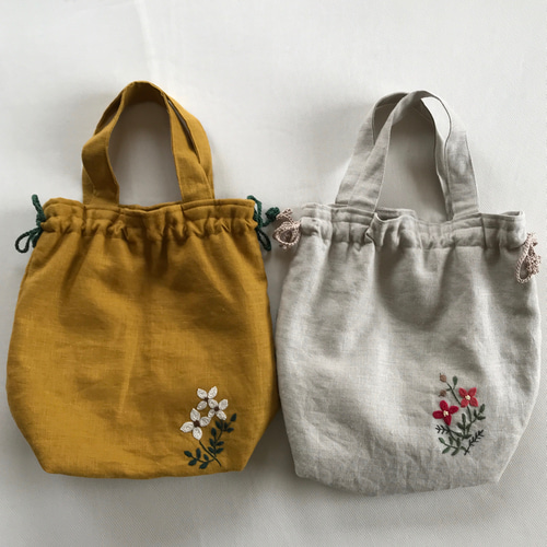 TRAUM.linokekena－flat□花刺繍toteリネン/コットン/他 pot and tea リネン小花刺繍バッグ ｜くらすこと公式オンライン