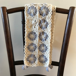 ウール100%  モチーフ編み（かぎ針編み）のストール　マフラー　ショール　ネックウォーマー 5枚目の画像