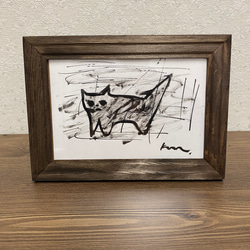 「黒猫 」アート 絵画 アートフレーム インテリア ポスター おしゃれ　変な絵　 1枚目の画像