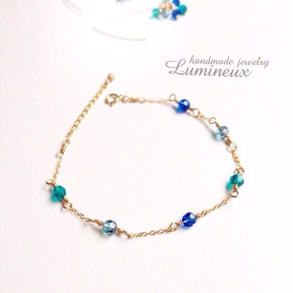 Blue Swarovski bracelet k14gf 1枚目の画像