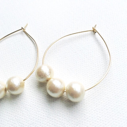 Cotton Pearl hoop earrings k14gf (pierce) 2枚目の画像