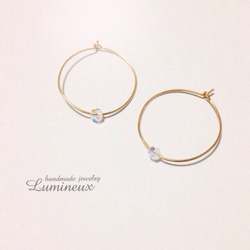 Crystal Swarovski hoop earrings k14gf (pierce) 1枚目の画像