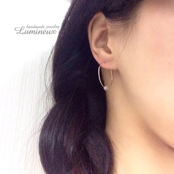 Crystal Swarovski hoop earrings k14gf (pierce) 3枚目の画像