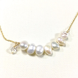 Freshwater Pearl × Swarovski bracelet (crystal) k14gf 1枚目の画像