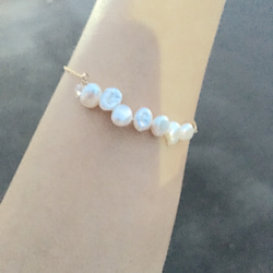 Freshwater Pearl × Swarovski bracelet (crystal) k14gf 5枚目の画像