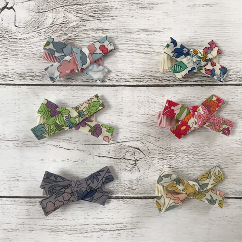 送料無料！ベビーヘアクリップリバティの結びリボンクリップ 雑貨  