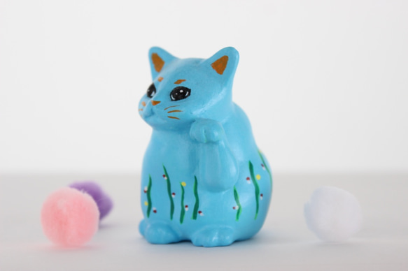 晴れやかブルーの招き猫の2匹セット【国内送料無料】 4枚目の画像
