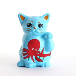 藍色招財貓和章魚（放置通過，祈求成功） 第1張的照片