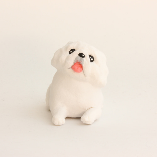 ヴィンテージ ペキニーズ 白 陶器置物 希少 ヴィンテージ 犬モチーフ 陶器オブジェ セット｜アンティーク