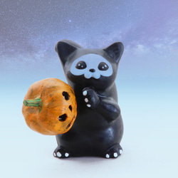 がいこつ猫とかぼちゃ（ハロウィン）猫パンチ 2枚目の画像
