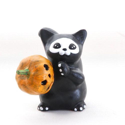 がいこつ猫とかぼちゃ（ハロウィン）猫パンチ その他置物 Eishun