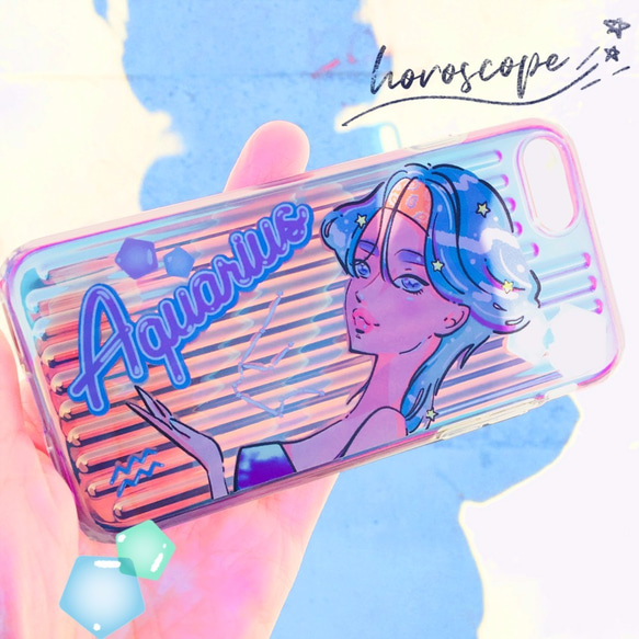 水瓶座 iPhoneケース オーロラカラー ✩ Aquarius / スマホケース【受注生産】 3枚目の画像