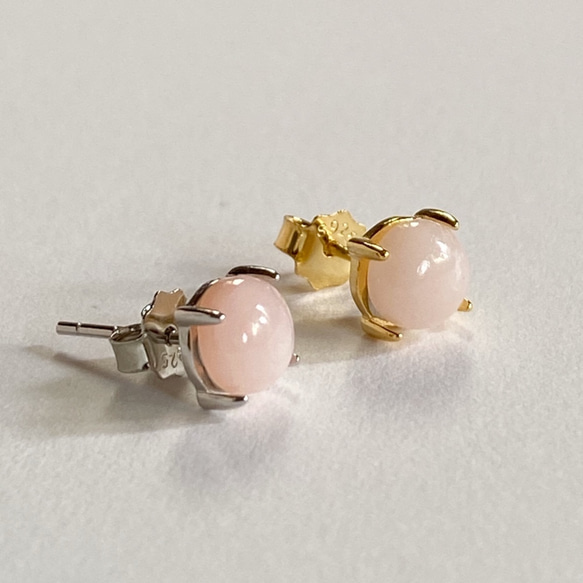 天然石ピンクオパール18kgpフックピアス 10月誕生石 Pink Opal