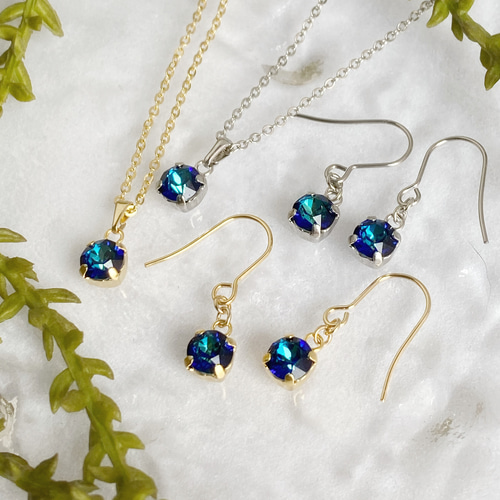 レアカラースワロフスキーのピアス/イヤリング&ネックレス◯Creema限定  