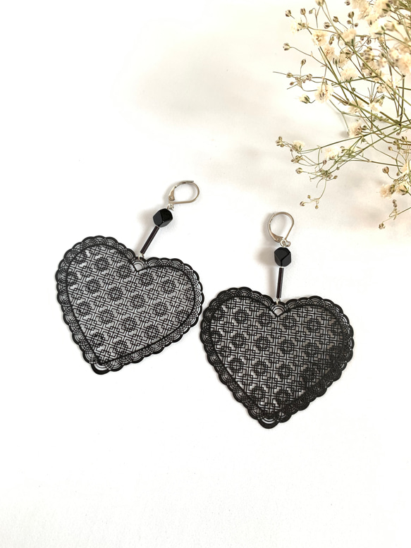 ハートレースピアス イヤリング ピアス（その他） nonoe accessory 