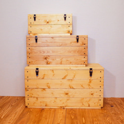 天然木のトランク　収納ボックス　木箱　Mサイズ 2枚目の画像