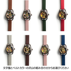 【カラフル文字盤の時計】選べるカラー文字盤6色／ベルト8色／名入れ可　手作り腕時計 4枚目の画像
