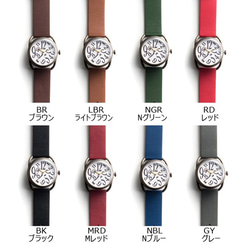 【分散する数字の時計】文字盤3色／ベルトカラー8色／名入れ可　日本製自動巻機械式時計　手作り腕時計 3枚目の画像