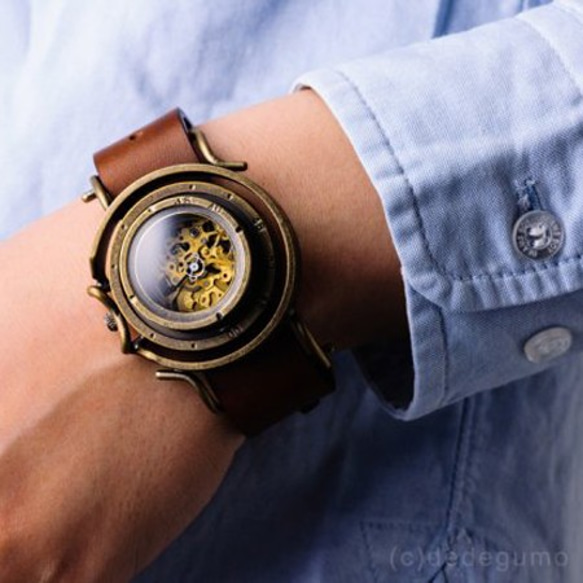【完売】「機界旅行1」機械式時計 手作り時計 ベルトカラ―3色／名入れ可　 3枚目の画像