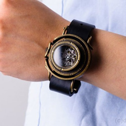 【完売】「機界旅行1」機械式時計 手作り時計 ベルトカラ―3色／名入れ可　 4枚目の画像